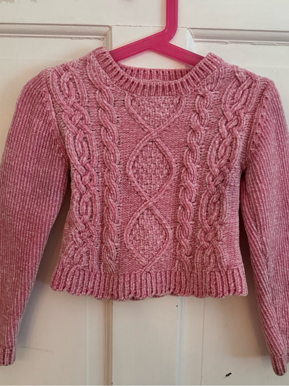Tommy Bahama Girls Pink Chenille Cable Knit Sweater Cozy Size 4 / XS Pullover